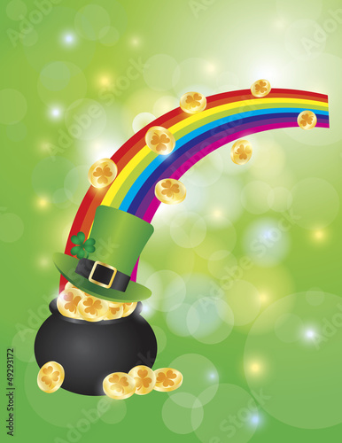 Pot of Gold with Bokeh Background Illustration