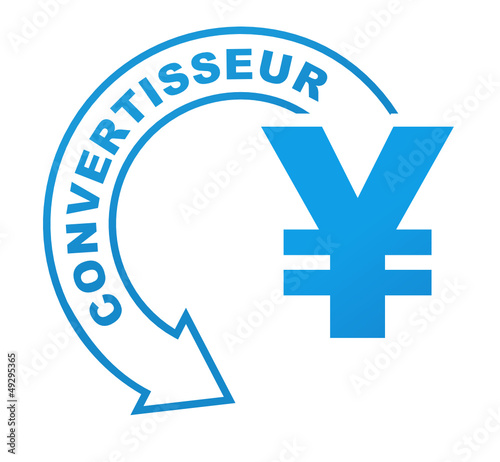 convertisseur yen sur symbole bleu
