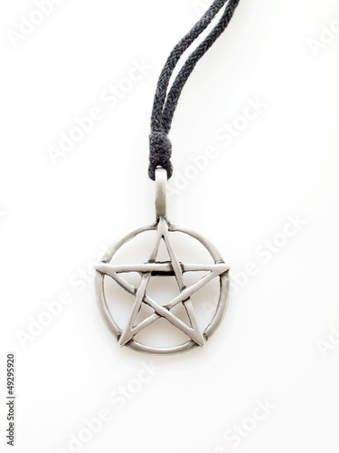 Pewter Pentacle On Black Cord