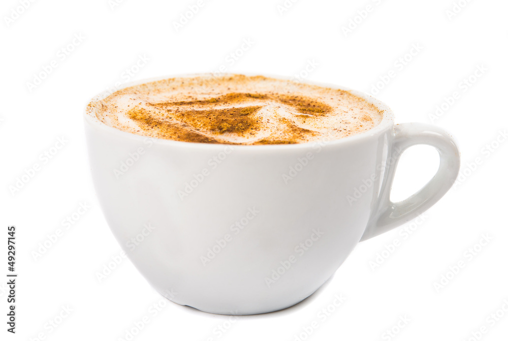 Obraz premium A Cup of Cappuccino with Froth, Cinnamon