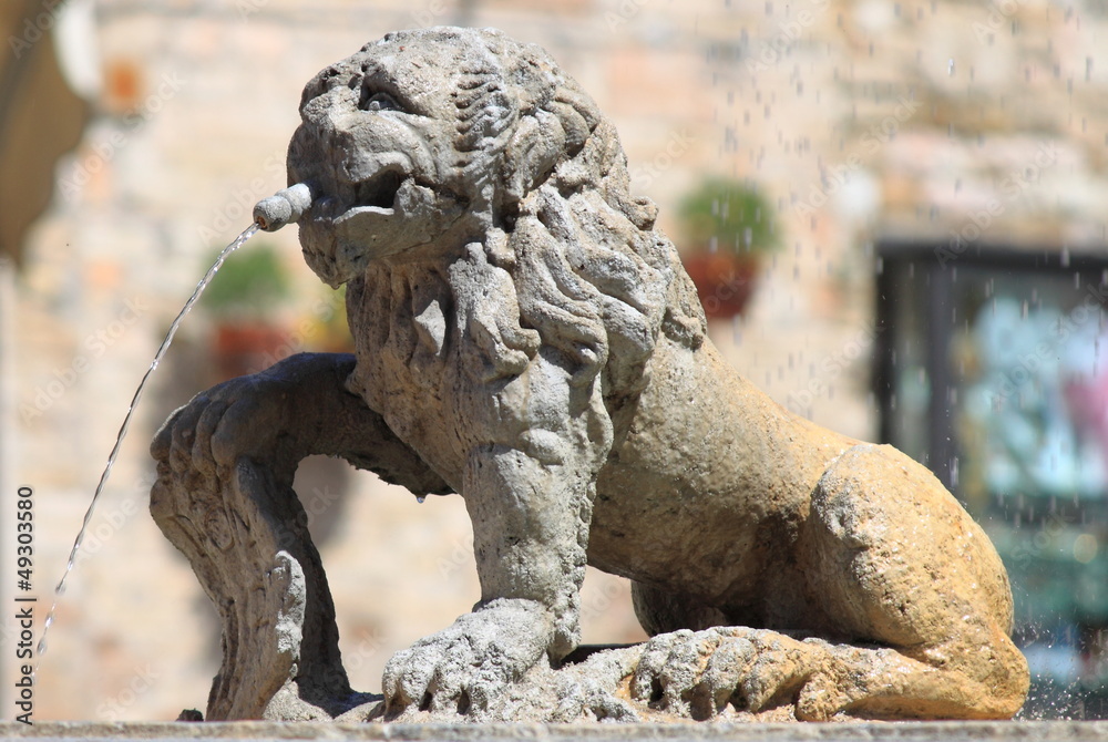 Lion fountain in Assisi, Italy