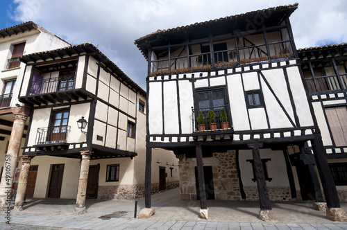 Traditional houses in Covarrubias, Burgos, Spain photo