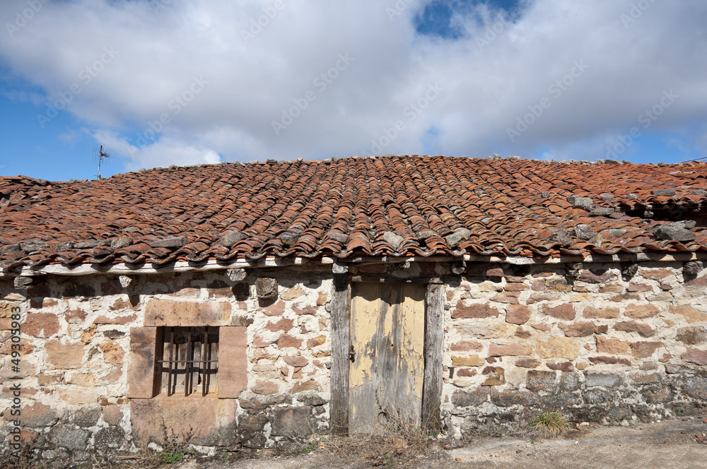 Old stone houses in San Millan de Lara, Burgos, Spain Old stone houses in San Millan de Lara, Burgos, Spain
