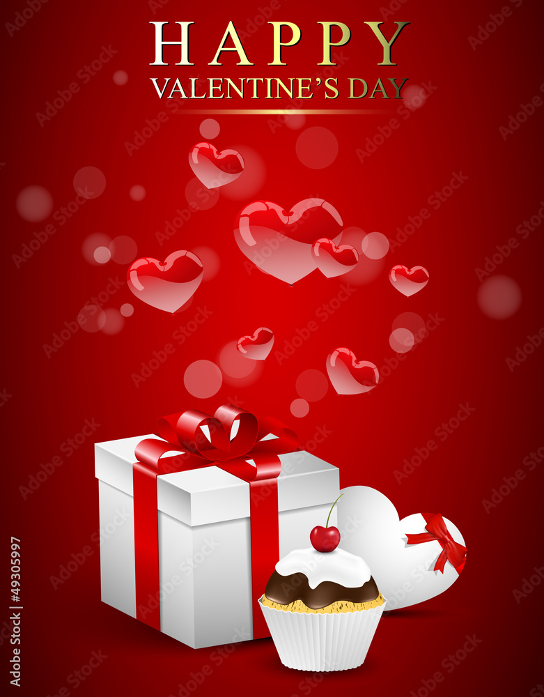 Naklejka premium Valentines card with cupcake