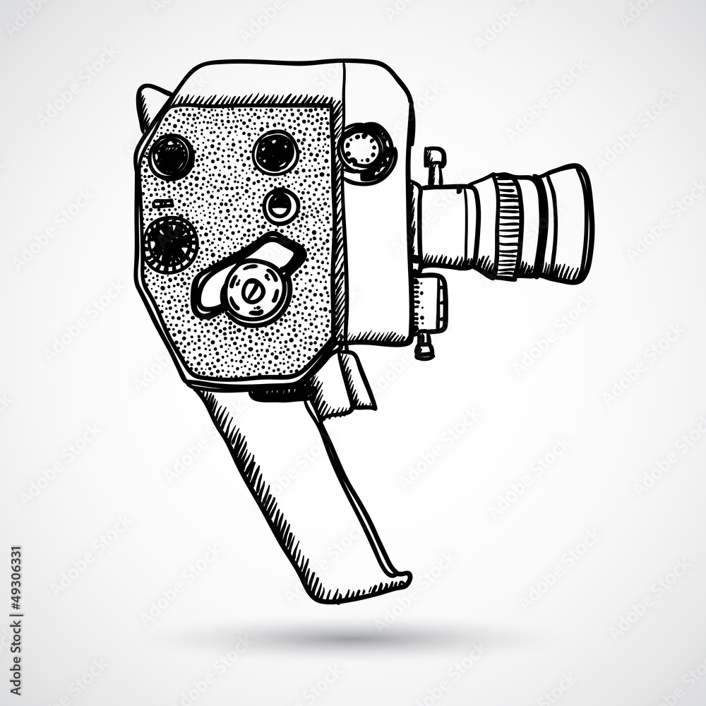 Doodle Vintage movie camera illustration Stock Vector Adobe Stock