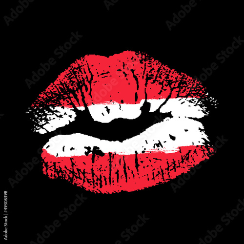 Flag lipstick on grunge lips