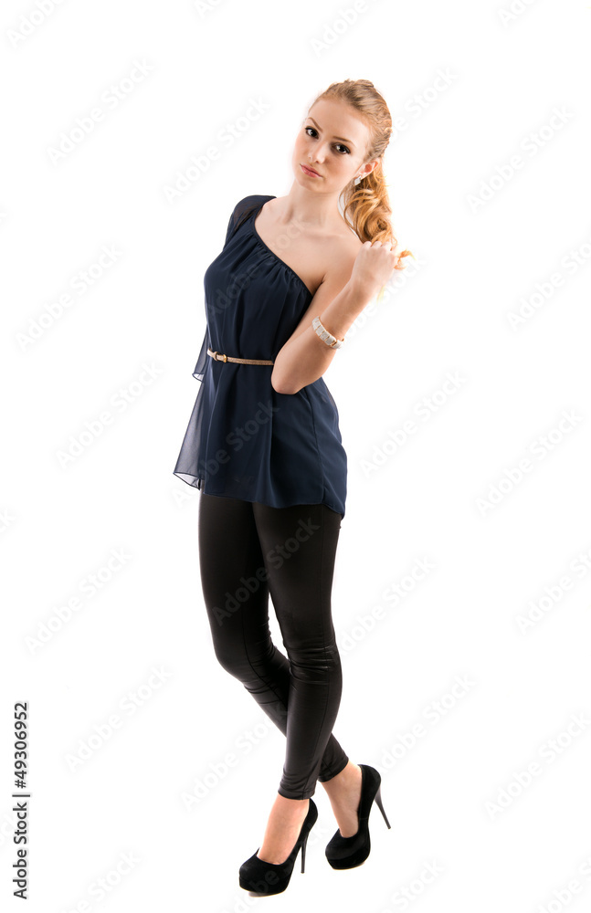 Beautiful blonde young lady posing in studio Beautiful blonde young lady posing in studio