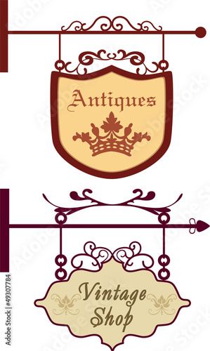 Old vintage signboards vector illustration