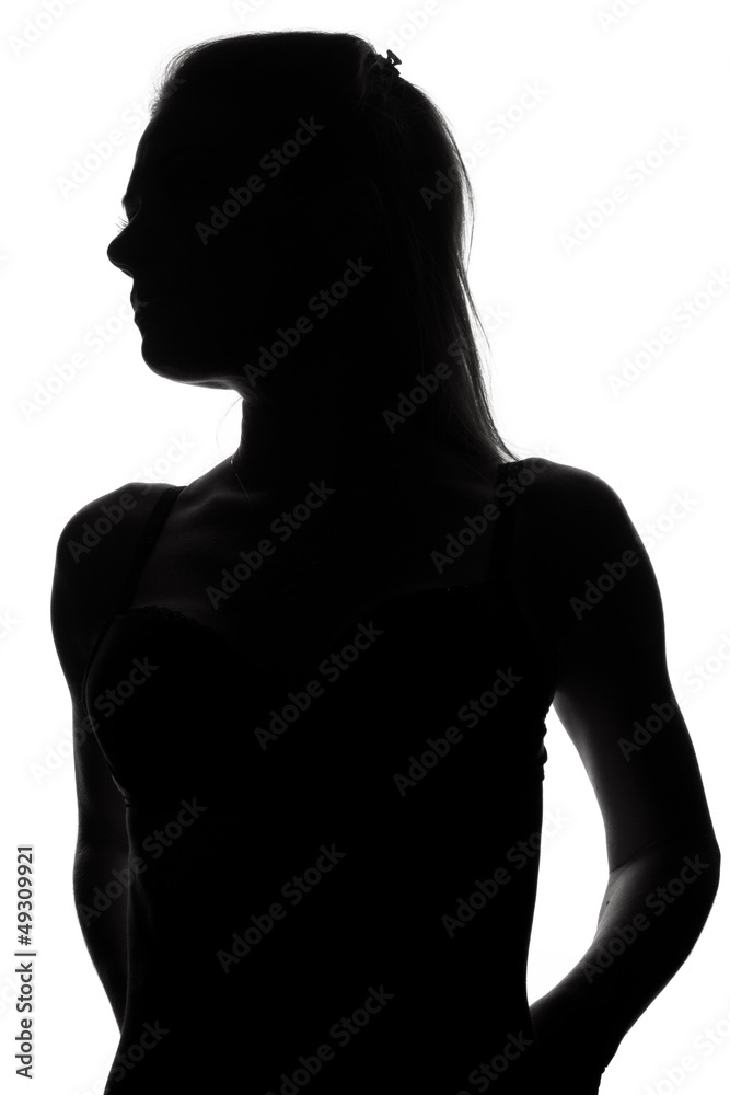 Fototapeta premium silhouette of a beautiful girl in erotic lingerie