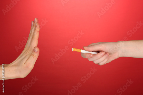 Concept: stop smoking, on red background