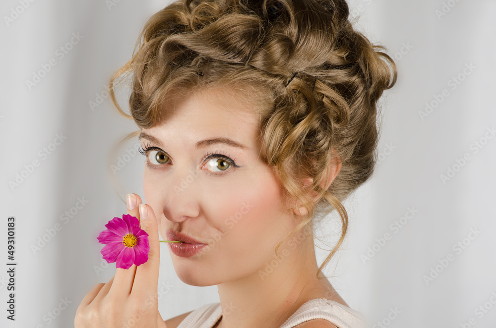 Naklejka premium beauty woman closeup portrait
