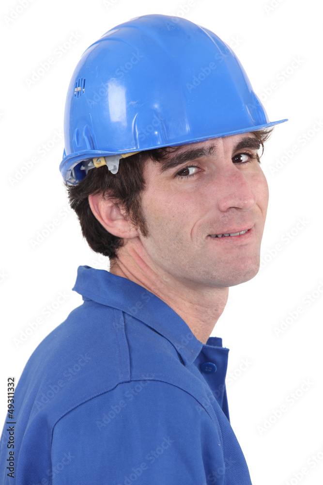 A portrait of construction worker. A portrait of construction worker.