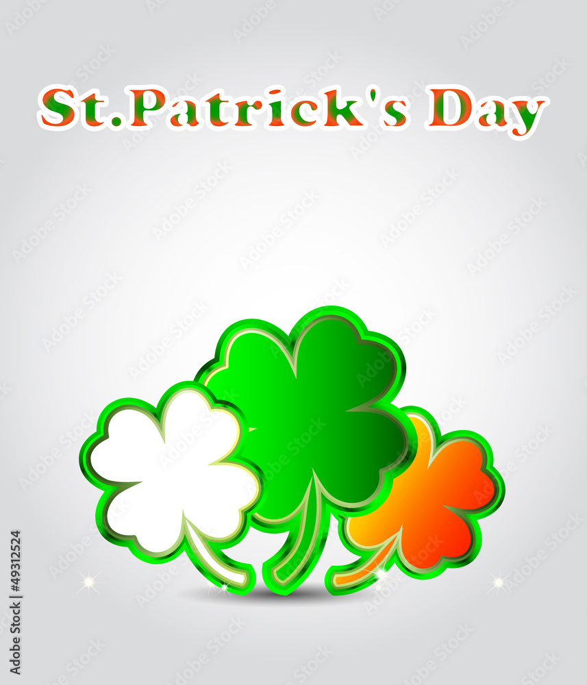 Fototapeta premium Four-leaf clovers in irish color or speech bubbles