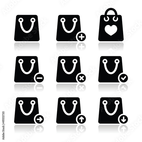 Shopping bag vector icons set
