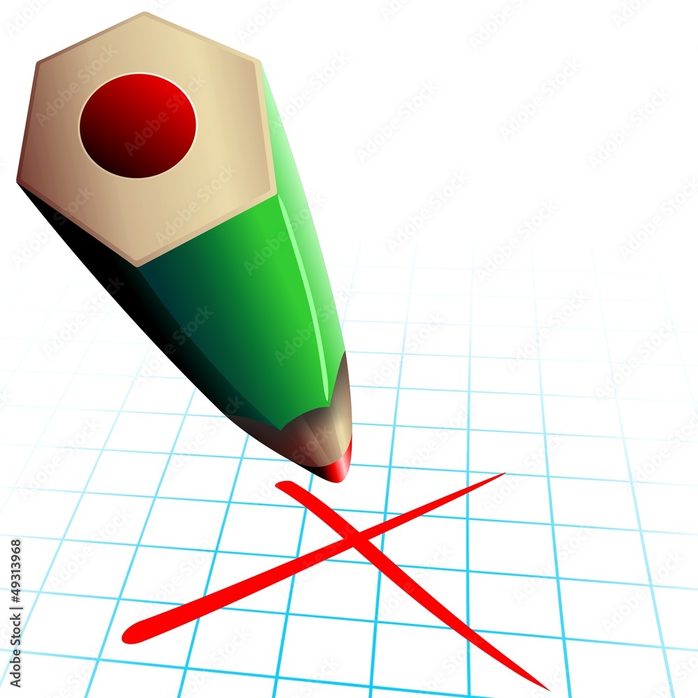 Matita Rossa Elezioni Voto Croce-Red Pencil Vote Election Day Stock Vector  | Adobe Stock