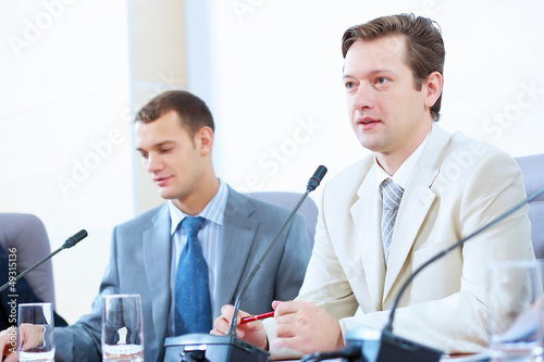 Two businesspeople at meeting