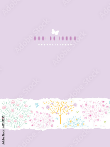 Vector blossoming trees vertical card template seamless