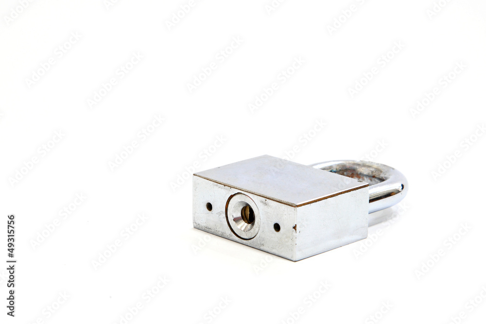 Old silver lock isolated on white background Old silver lock isolated on white background