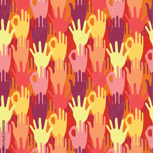 vector hands in the crowd seamless pattern background with hand