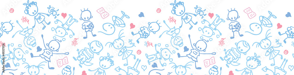 Vector playing children horizontal seamless pattern background Vector playing children horizontal seamless pattern background
