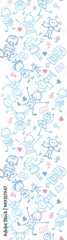 Vector playing children vertical seamless pattern background