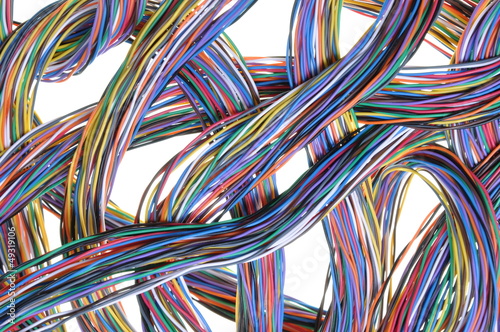 Multicolored computer cables isolated on white background © salita2010