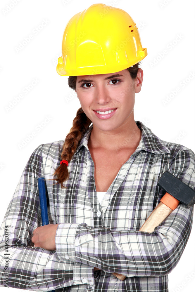 Woman with hammer and chisel Woman with hammer and chisel