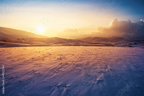 Sunset winter landscape
