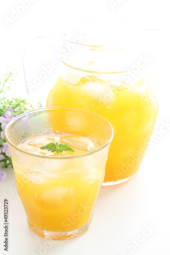 freshness orange juice with ice cube