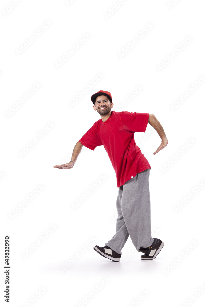 hip hop dancer performing move isolated over white background hip hop dancer performing move isolated over white background