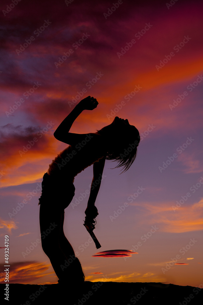 woman with gun silhouette lean back woman with gun silhouette lean back