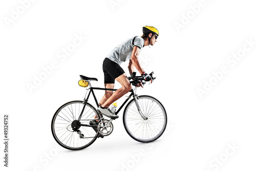 Male bicyclist riding a bike