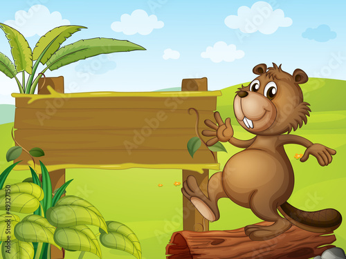 A beaver and an empty signboard