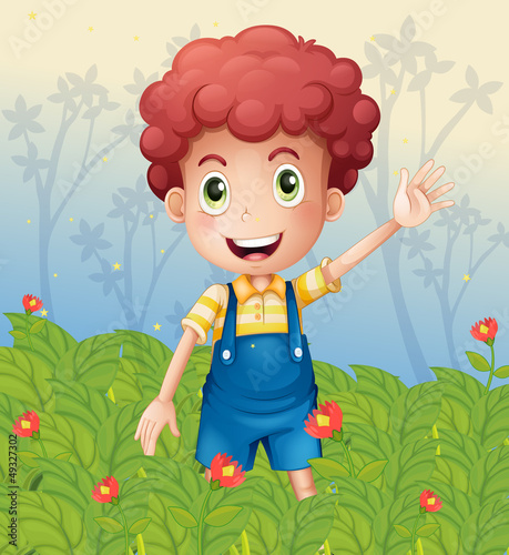 A young boy in the garden