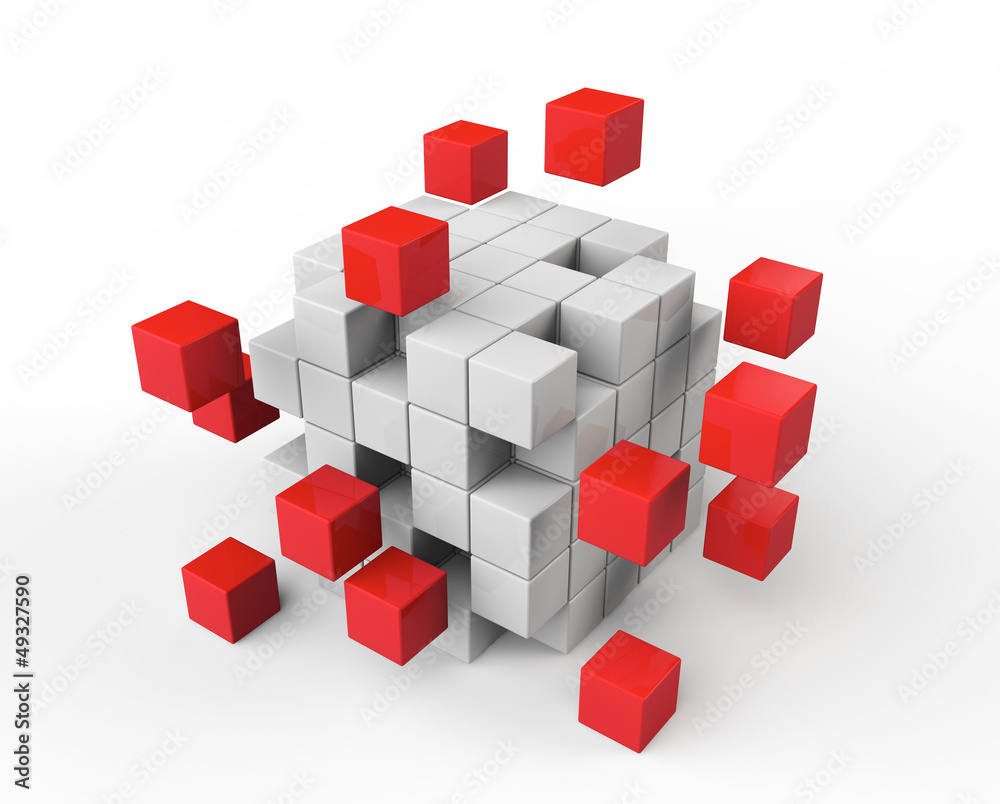 Abstract red and white cubes Abstract red and white cubes