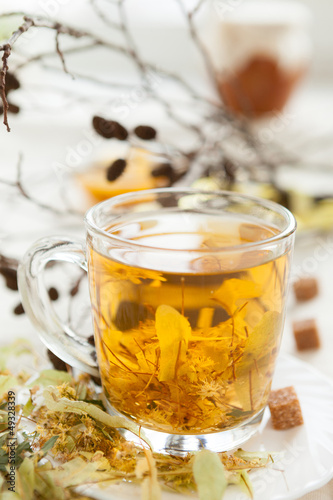 Tea of lime blossom with honey