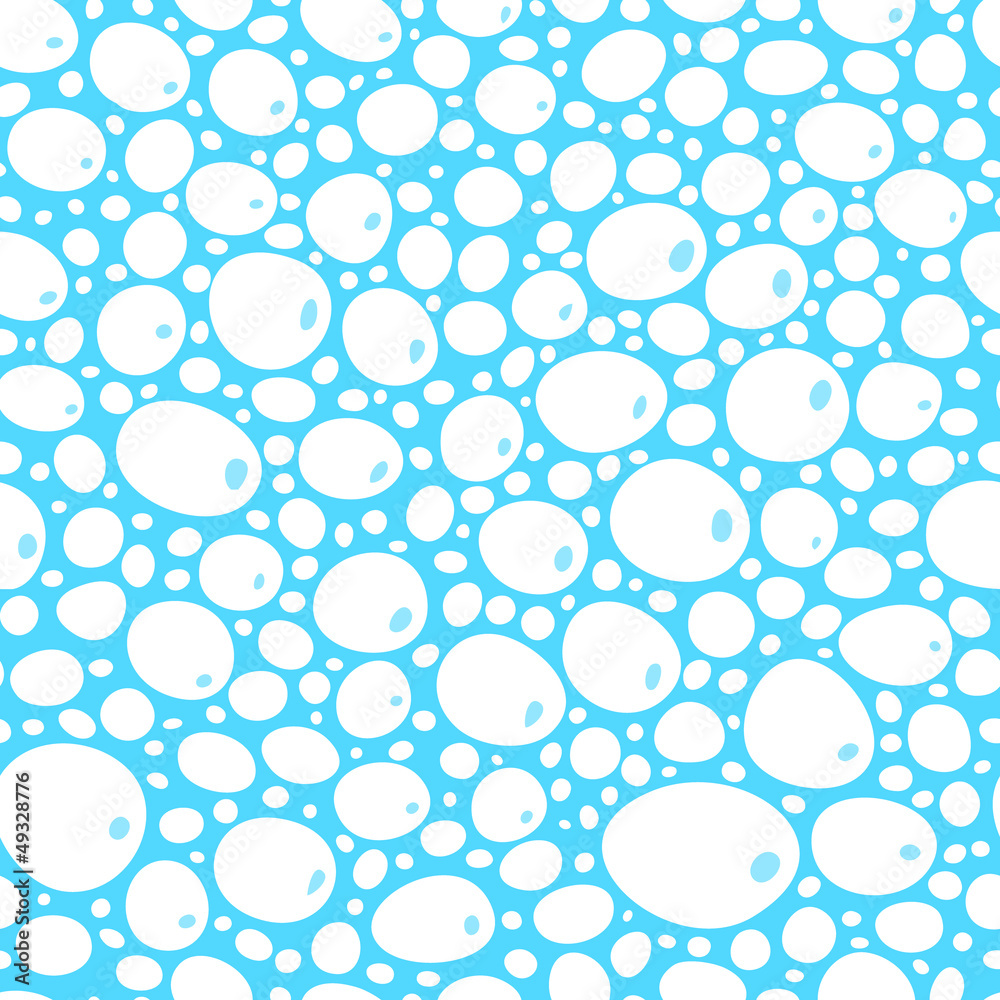 White doodle water drops on blue seamless background, vector