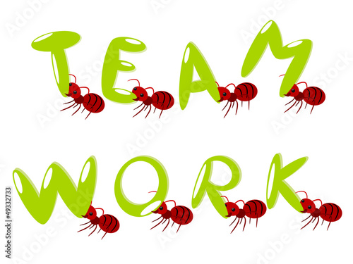 Red ants teamwork illustration