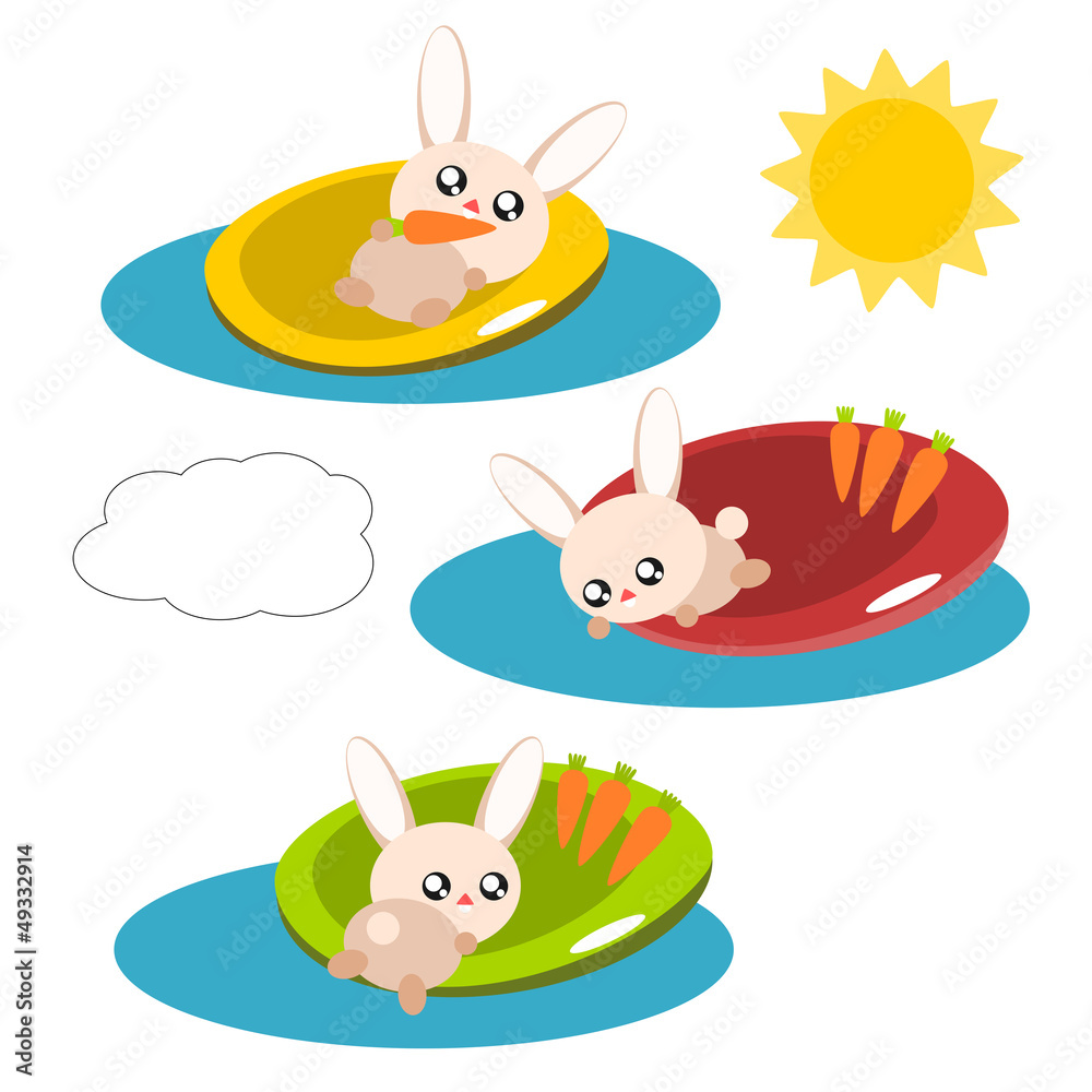 Cartoon rabbit in the pool illustration Cartoon rabbit in the pool illustration