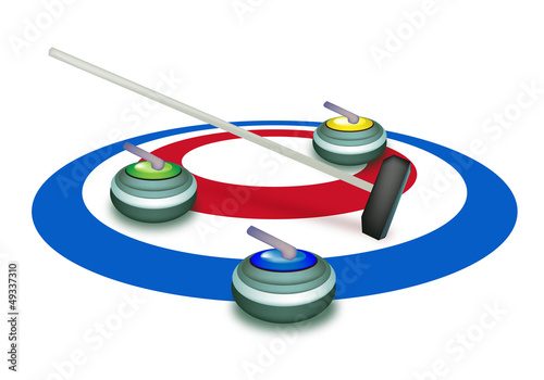 A Collection of Curling Stones on Ice Sheet