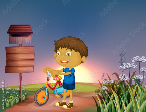 A smiling boy and sunset