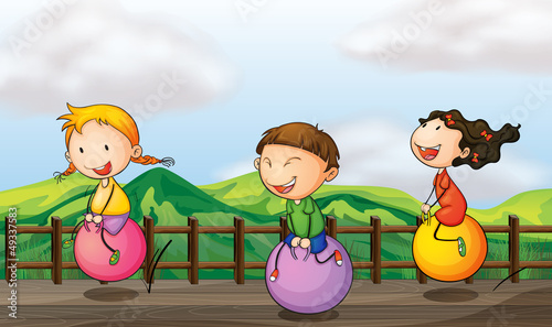 Kids playing at the bridge