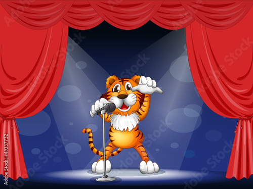 A tiger at the center of the stage