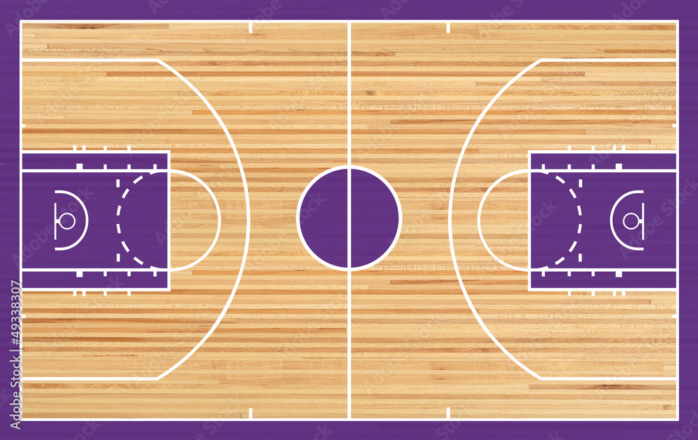 Basketball court floor plan on parquet background Stock Illustration