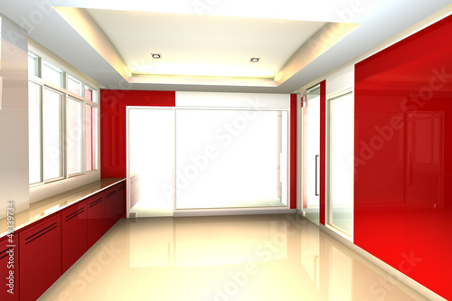 Bild auf Leinwand red office interior