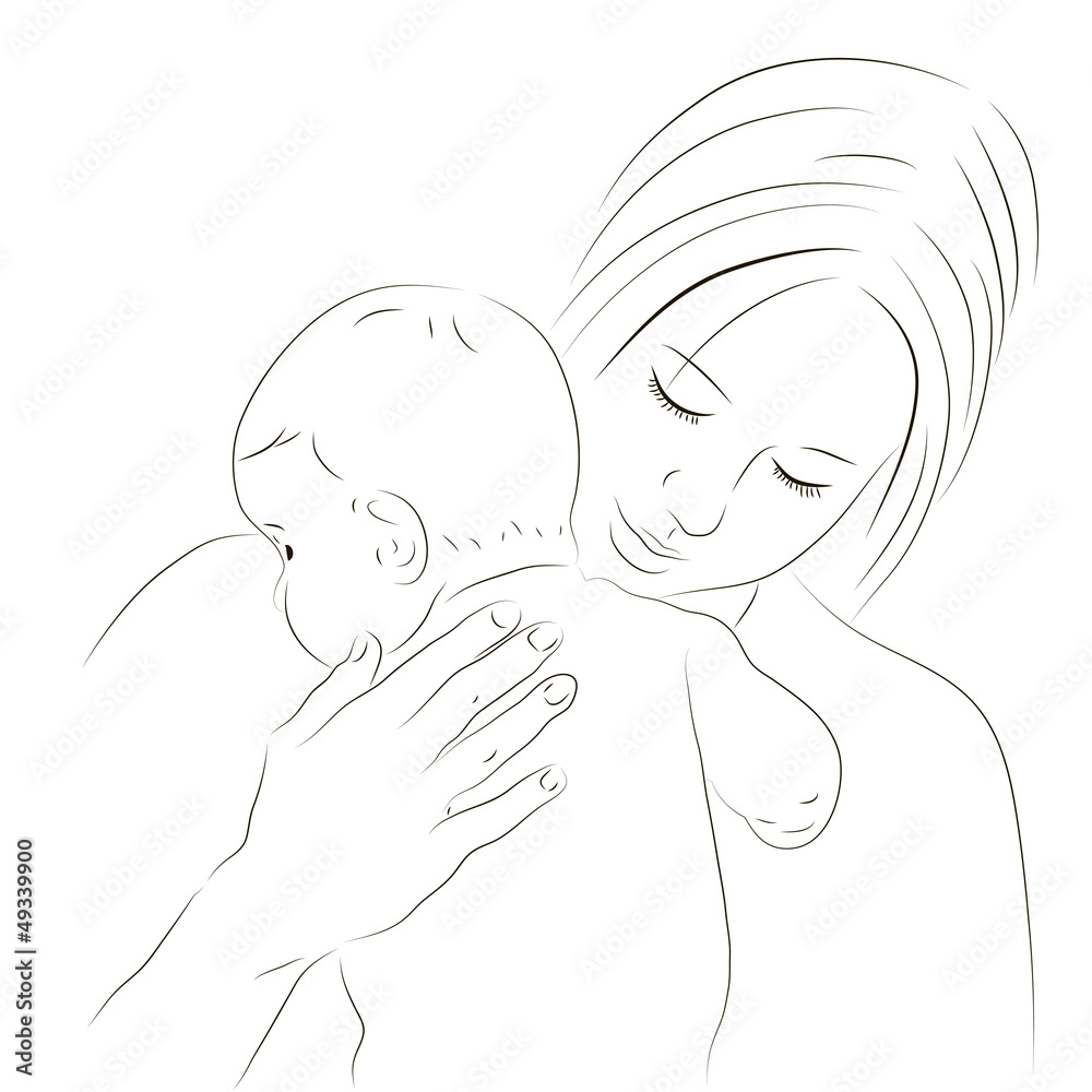 Mother and newborn sketch