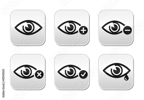 Eye sight buttons set - vector