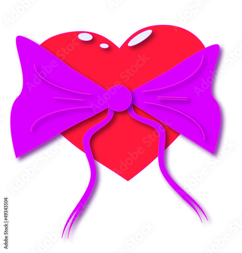red heart with ribbon photo