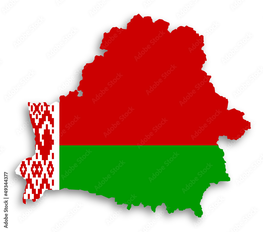 Fototapeta premium Map of Belarus filled with flag