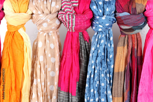 Many bright female scarfs close-up © Africa Studio
